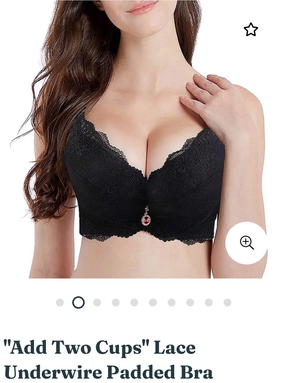 Lace Underwire Padded Bra - Black